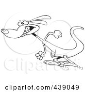 Poster, Art Print Of Cartoon Black And White Outline Design Of A Hopping Kangaroo