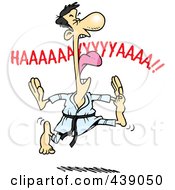 Poster, Art Print Of Cartoon Karate Man Screaming And Jumping