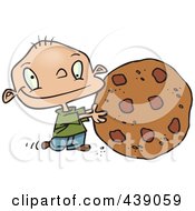 Poster, Art Print Of Cartoon Toddler Rolling A Large Chocolate Chip Cookie