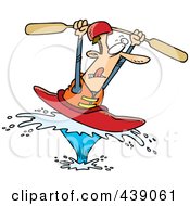 Royalty Free RF Clip Art Illustration Of A Cartoon Kayaking Man On A Big Splash by toonaday