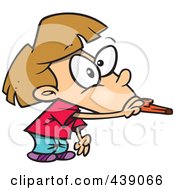 Royalty Free RF Clip Art Illustration Of A Cartoon Girl Blowing A Kazoo