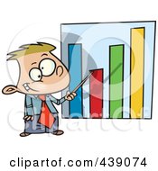 Poster, Art Print Of Cartoon Businessboy Pointing To A Bar Graph