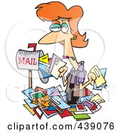 Poster, Art Print Of Cartoon Woman Overwhelmed With Junk Mail