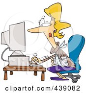 Cartoon Woman Working With A Broken Arm