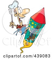 Poster, Art Print Of Cartoon Cook On A Fourth Of July Rocket