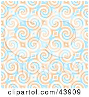 Retro Background Of Blue And Orange Swirls And Diamonds