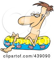 Poster, Art Print Of Cartoon Man Relaxing In A Kiddy Pool