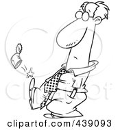 Royalty Free RF Clip Art Illustration Of A Cartoon Black And White Outline Design Of A Businessman Kicking A Can