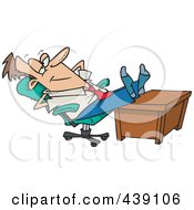 Royalty Free RF Clip Art Illustration Of A Cartoon Businessman Kicking Back With His Feet On His Desk
