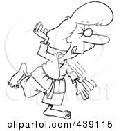Royalty Free RF Clip Art Illustration Of A Cartoon Black And White Outline Design Of A Karate Woman