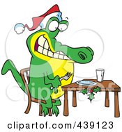 Poster, Art Print Of Cartoon Christmas Gator Anticipating Dinner