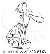 Royalty Free RF Clip Art Illustration Of A Cartoon Black And White Outline Design Of A Man With A Dropped Jaw