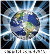 Clipart Illustration Of A Bright Explosion And Burst Of Light Behind Planet Earth