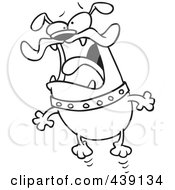Poster, Art Print Of Cartoon Black And White Outline Design Of A Jittery Bulldog Jumping