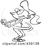 Royalty Free RF Clip Art Illustration Of A Cartoon Black And White Outline Design Of A Jazzercise Woman Dancing