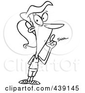 Royalty Free RF Clip Art Illustration Of A Cartoon Black And White Outline Design Of A Jazzercise Woman With A Secret