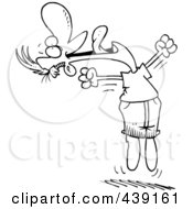 Poster, Art Print Of Cartoon Black And White Outline Design Of A Joyful Man Jumping