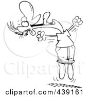 Royalty Free RF Clip Art Illustration Of A Cartoon Black And White Outline Design Of A Joyful Man Jumping