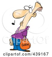 Royalty Free RF Clip Art Illustration Of A Cartoon Man Caught With His Hand In A Cookie Jar by toonaday