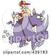 Poster, Art Print Of Cartoon Jockey Riding A Rhino