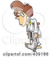 Royalty Free RF Clip Art Illustration Of A Cartoon Judo Woman With Crutches