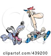 Royalty Free RF Clip Art Illustration Of A Cartoon Dog Chasing An Anaware Runner