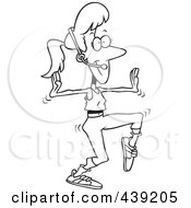 Royalty Free RF Clip Art Illustration Of A Cartoon Black And White Outline Design Of A Jazzercise Instructor