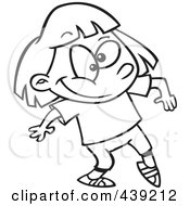 Royalty Free RF Clip Art Illustration Of A Cartoon Black And White Outline Design Of A Dancing Jazzercise Girl 3