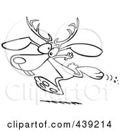 Royalty Free RF Clip Art Illustration Of A Cartoon Black And White Outline Design Of A Running Jackalope by toonaday
