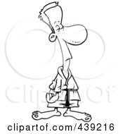 Royalty Free RF Clip Art Illustration Of A Cartoon Black And White Outline Design Of A Judo Man