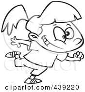 Royalty Free RF Clip Art Illustration Of A Cartoon Black And White Outline Design Of A Dancing Jazzercise Girl 2