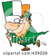 Cartoon Man Carrying An Irish Flag