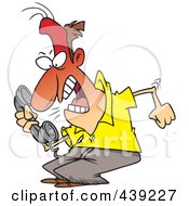 Cartoon Irate Man Screaming Into A Phone