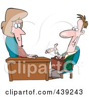 Royalty Free RF Clip Art Illustration Of A Cartoon Woman Interviewing A Man by toonaday