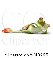 Relaxed 3d Green Tree Frog With Big Red Eyes Reclining by Julos