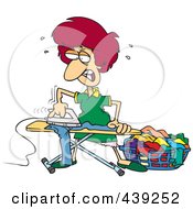Cartoon Mad Housewife Ironing Clothes
