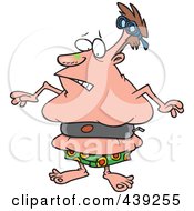 Cartoon Chubby Man Wearing A Tight Inner Tube