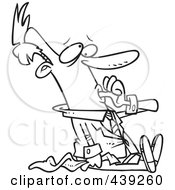 Royalty Free RF Clip Art Illustration Of A Cartoon Black And White Outline Design Of An Insecure Businessman Sucking His Thumb