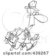 Poster, Art Print Of Cartoon Black And White Outline Design Of A Grumpy Tax Man