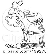 Royalty Free RF Clip Art Illustration Of A Cartoon Black And White Outline Design Of An Insecure Businesswoman Sucking Her Thumb