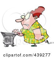 Poster, Art Print Of Cartoon Grumpy Woman Grocery Shopping