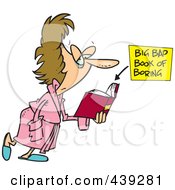 Cartoon Woman Reading A Boring Book
