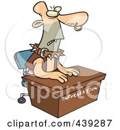 Royalty Free RF Clip Art Illustration Of A Cartoon Scary Man At An Information Desk by toonaday