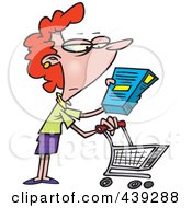Cartoon Shopping Woman Reading An Ingredient Label