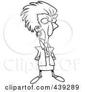 Royalty Free RF Clip Art Illustration Of A Cartoon Black And White Outline Design Of An Intimidating Businesswoman