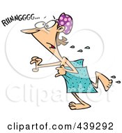 Royalty Free RF Clip Art Illustration Of A Cartoon Woman Rushing For A Phone Call In A Towel by toonaday