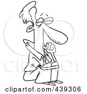 Poster, Art Print Of Cartoon Black And White Outline Design Of A Businessman Sucking His Thumb