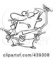 Royalty Free RF Clip Art Illustration Of A Cartoon Black And White Outline Design Of A Man Scratching Itches