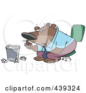 Poster, Art Print Of Cartoon Bored Business Bear Tossing Crumpled Paper In The Trash
