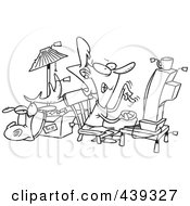 Poster, Art Print Of Cartoon Black And White Outline Design Of An Internet Auction Addict